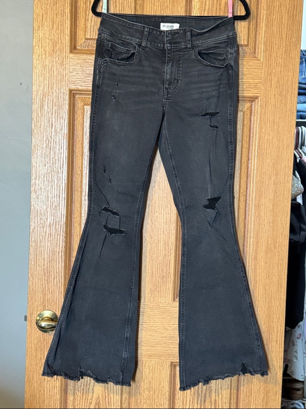 Maurices Black Distressed Flare Jeans